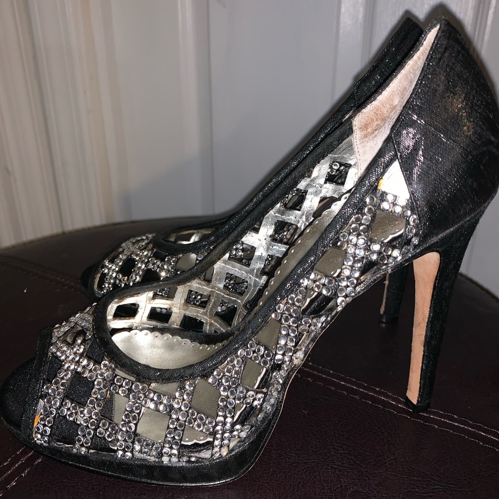 Jeweled Black Sandals